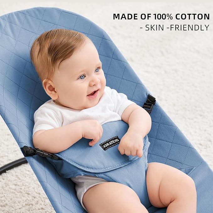 iGRATENS Fabric Seat for Bouncer - Cover for Baby Bjorn Bouncer Balance Soft & Bliss, 100% Cotton, Skin -Friendly, Machine Washable, Blue