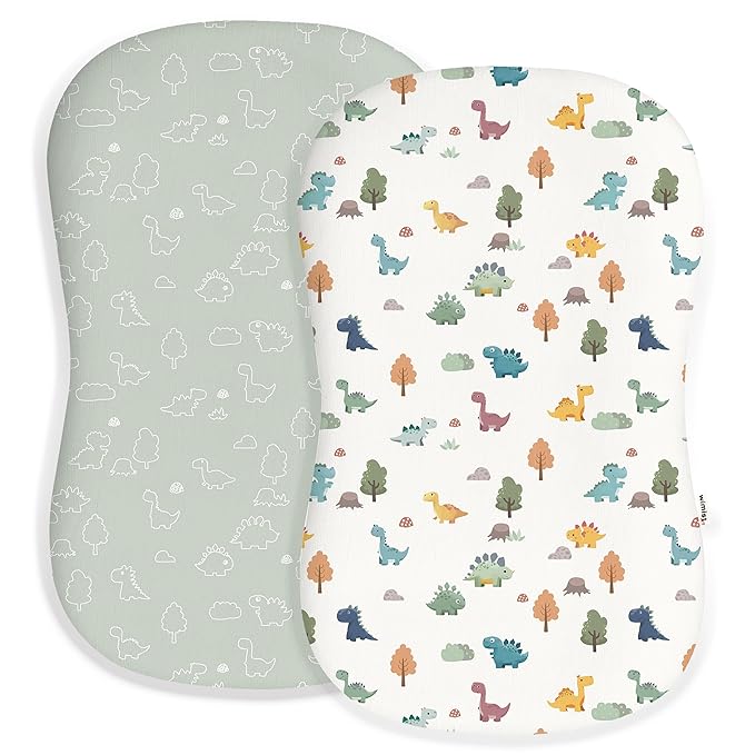 Baby Lounger Cover for Boys and Girls, Soft Breathable Polyester Cover, Fits Most Lounger Pillows, Cute Patterns, Durable and Machine Washable (Sage Dino, Envelope)
