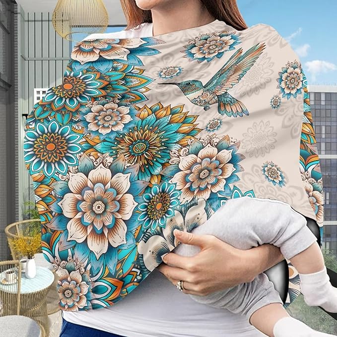 AFPANQZ Boho Floral Nursing Cover Breastfeeding Scarf Baby Dragonfly Car Seat Covers Infant Stroller Cover Canopy for Girls Boys Baby Baby Car Seat Canopy Breathable Nursing Cover