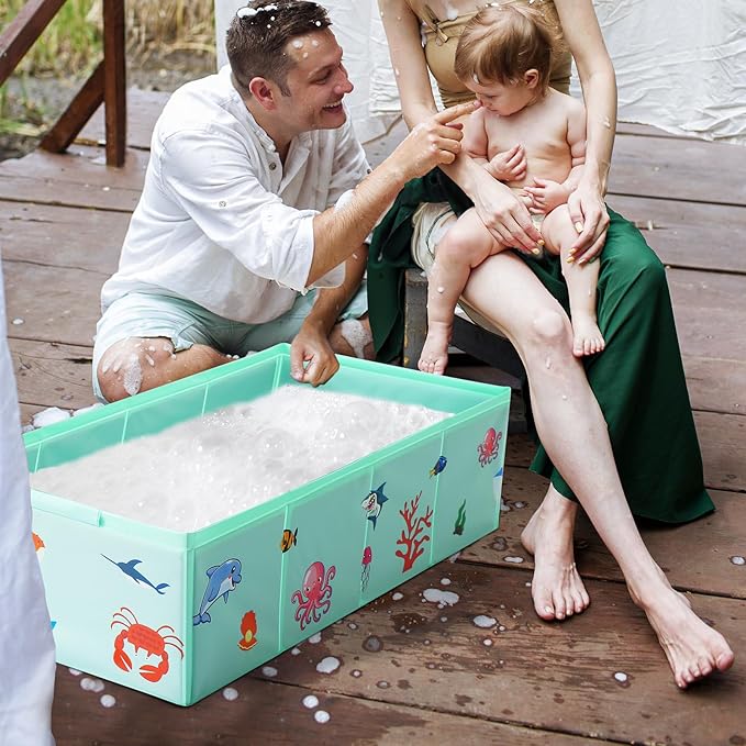 Collapsible Baby Bathtub, Portable Foldable Travel Baby Bath for Infant Toddler, Converts Shower to Tub, No Assembly Folds Flat for Storage, 6M-5 Years, Green