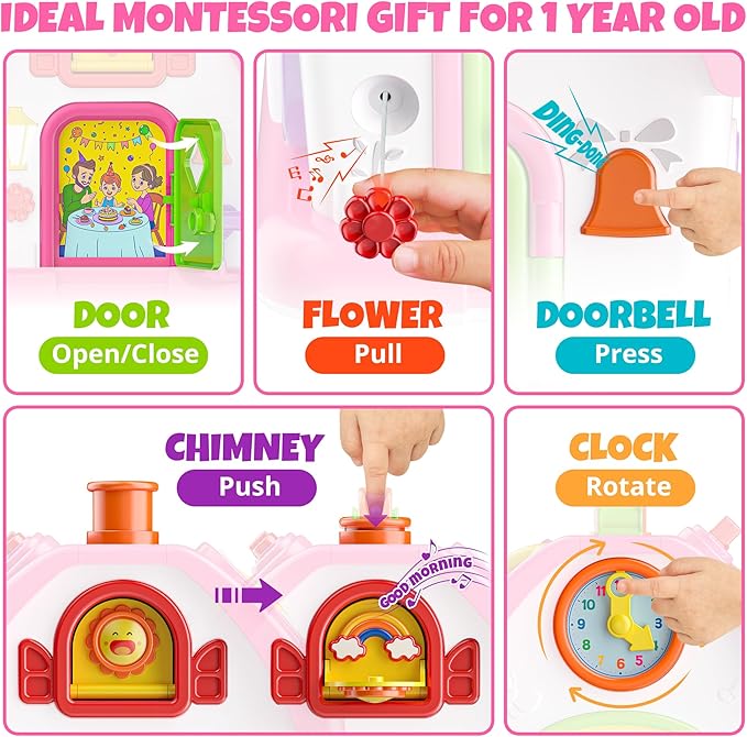 Hurdaos Montessori Toys for 1 Year Old Girls, 1st Present First Birthday Gifts for One Year Old Girl Baby Girl Boy Toy 12-18 Months, Educational Learning Toddler Montessori Toys 1-2