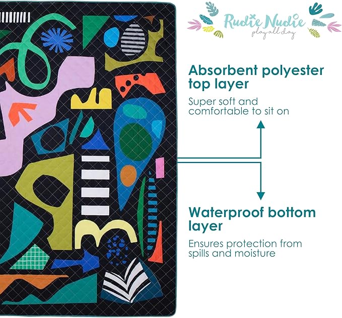Rudie Nudie Jumbo Picnic Rug, Large Picnic Mat, 6'7" x 6'7", Outdoor Waterproof Picnic Blanket Beach Mat, Foldable & Waterproof, Picnic Blankets Ideal for Beach & Park, Outdoor Blanket, Rock Candy