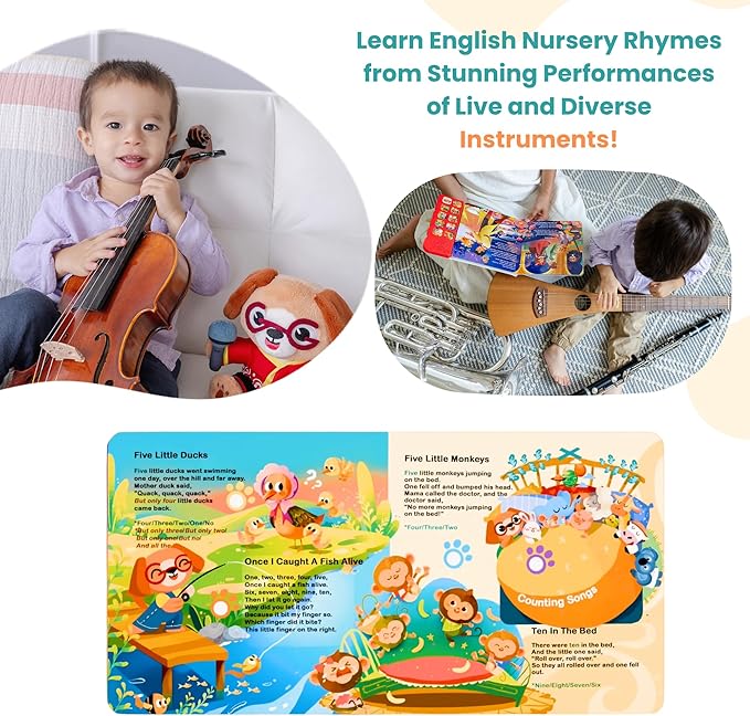 GO GO 30 Classic Nursery Rhymes Sound Book, USB-C Rechargeable, Interactive Musical Learning Book for Toddlers