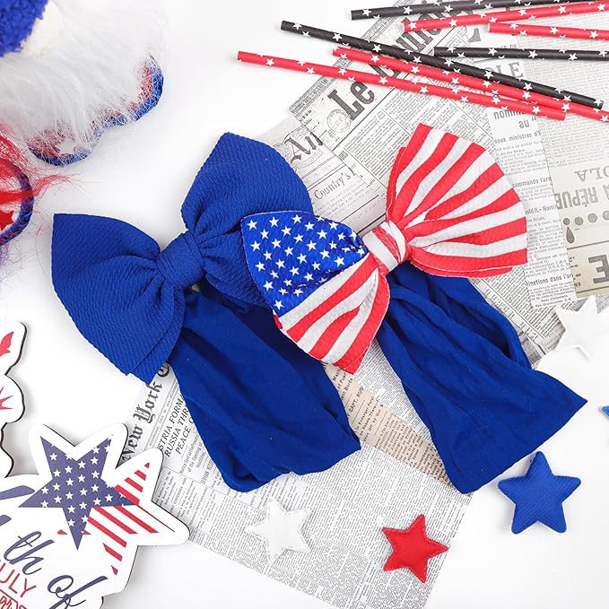 4th of July Bows for Girls Infant Headbands Big Bows for Baby Fourth of July Headband Patriotic Baby Bows 0-6 Months Hair Accessories Flag