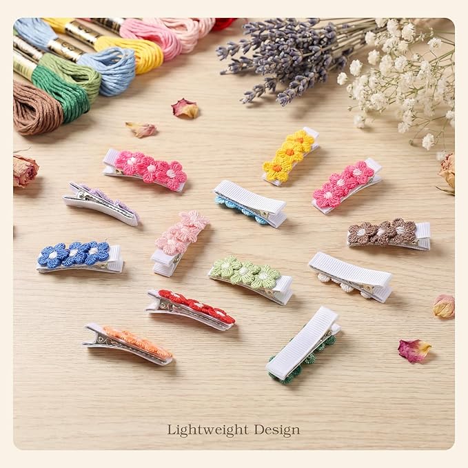 24 Pcs Flower Baby Hair Clips, 1.65 In Toddler Hair Clips for Girl Handmade Fully Lined Wrapped by Soft Fabric Cloth Toddler Kids School Age Girls Gifts