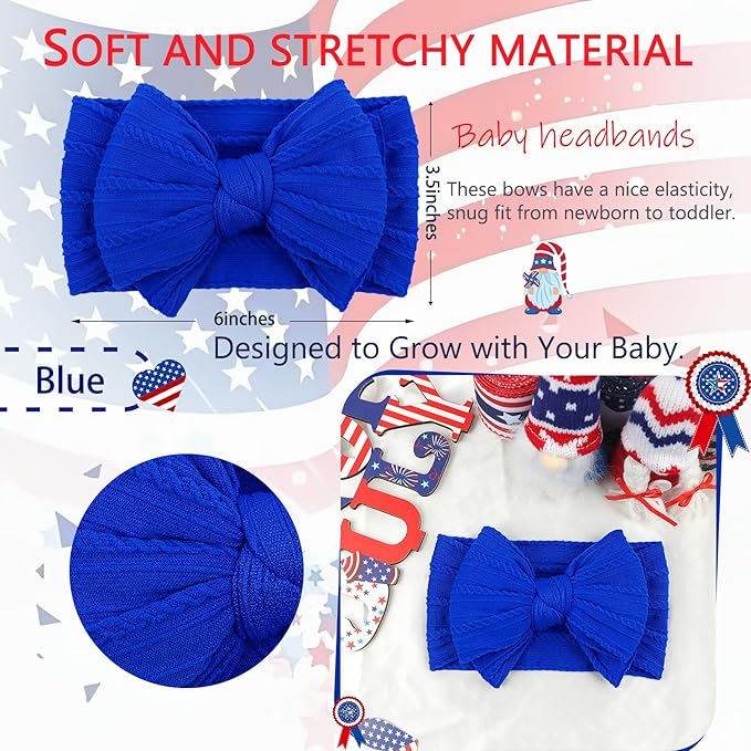 LemonSpace Handmade Fall Baby Girls Bows Soft Stretchy Nylon Hair Bands Hair Accessories Baby headbands with Bows for Newborn Baby Girls Infant Toddlers Kids(Blue)