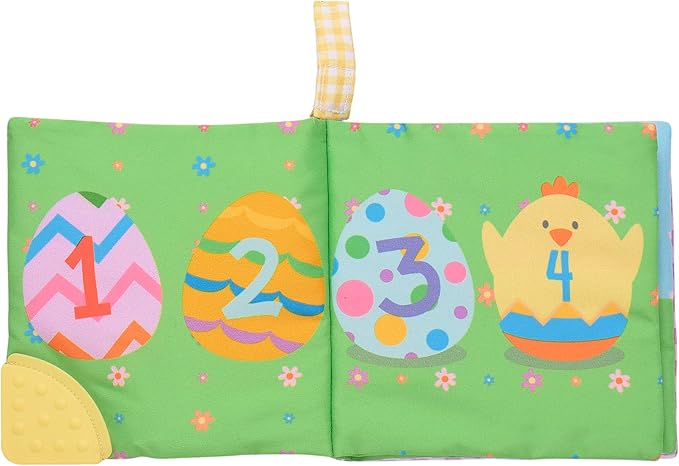 Magic Years 5 inch Soft, Crinkle Activity Book with Teether and Travel Strap for Baby, Happy Spring, Multicolored, Easter