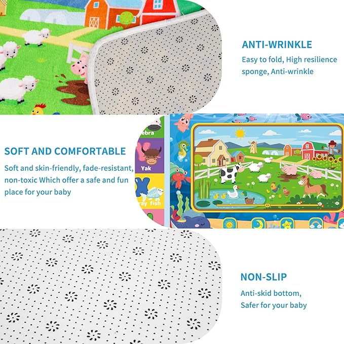 Baby Play Mat for Floor, Kids Rug Playmat Baby Crawling Mats Educational Tummy Time Mat Soft ABC Play Mats for Toddlers Infants Kids Rug for Playroom Classroom(110.2X78.7 INCH, Style1)