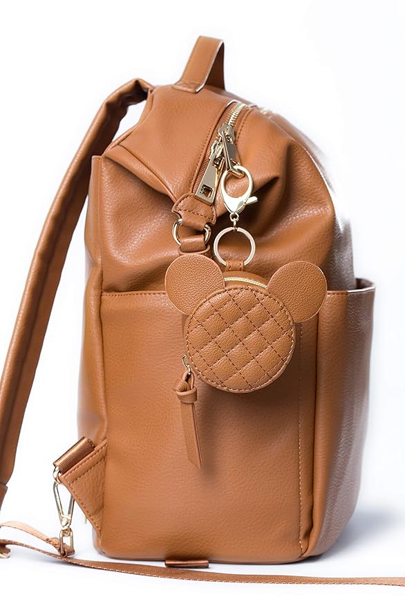 Miss Fong Pacifier Case with Clip & Cover, Holder Pod with Clasp, Holds 2 Pacifiers or Nipple Shield (Diamond Brown)