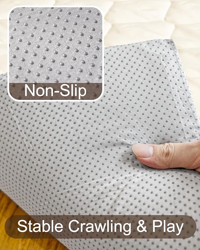 Foam Baby Play Mat 50x50, Removable and Machine Washable Cover, Thicken Cushioning Playmat and Perfect for Playpen, Non-Slip Bottom, Easy to Clean for Infants, Toddlers & Babies(Light Gray)