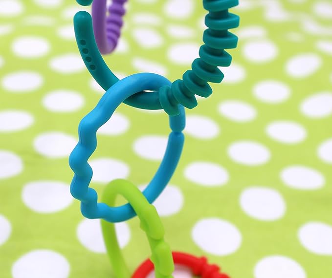 24 Pack Baby Teether Rings Links Toys Colorful Round Connecting Ring for Rattle Strollers Car Seat Travel Toys - Suit for Baby, Infant, Newborn, Kids(Rainbow Colors)