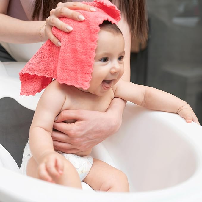Slick Baby Washcloths - 10"x10", 12 Pack, Soft, Colorful Wash Clothes for Newborns & Infants