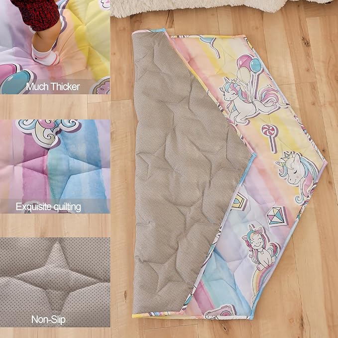 Hexagon Baby Play Mat for Floor,45"×52" Thicken Ultra Soft Playmat fits Regalo Portable Play Yard 48 Inch and Hiccapop 53" PlayPod Playpen,6 Panel Playpen Mat Non-Slip Baby Crawling Mat(Unicorn)