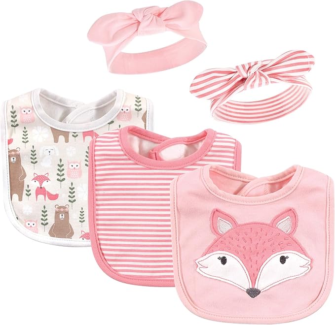 Hudson Baby Unisex Baby Cotton Bib and Headband Set