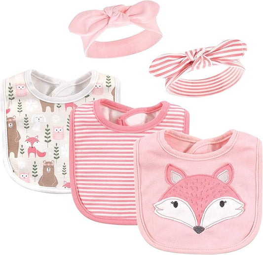 Hudson Baby Unisex Baby Cotton Bib and Headband Set