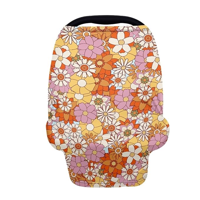 Colorful Hippie Infant Stroller Cover Multi-Purpose Durable Stroller Canopy Covers Windproof Car Seat Canopy Cover Dust Cover Privacy Protection Breastfeeding Shawl