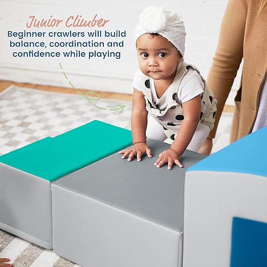 ECR4Kids SoftZone Junior Mix n' Match Pedestal, Beginner Playset, Grey