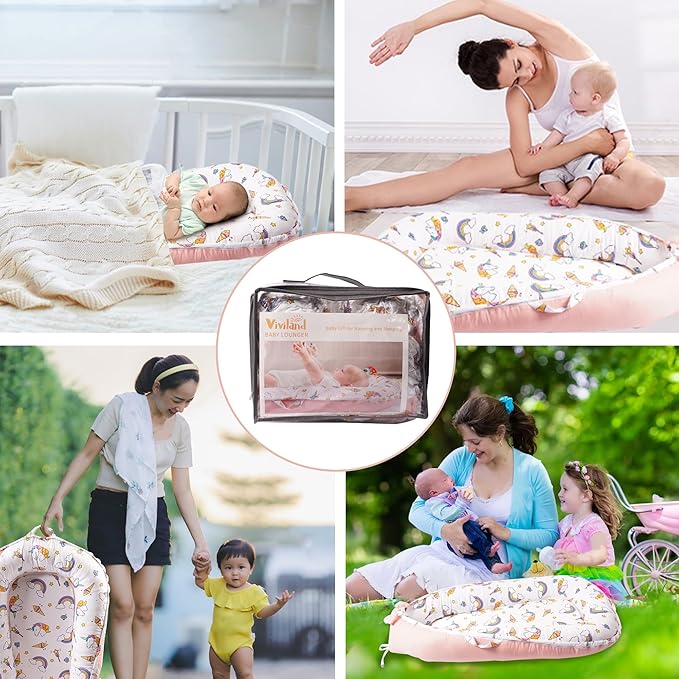 Viviland Baby Lounger Snuggle Me Lounger Fits 0-24 Months Newborn Infant Babies, Unicorn