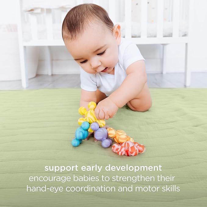 Ubbi Joinibble Teether for Babies, Food-Grade Platinum Silicone, Soothes Teething and Massages Gums, BPA and PVC-Free, 5 Pack