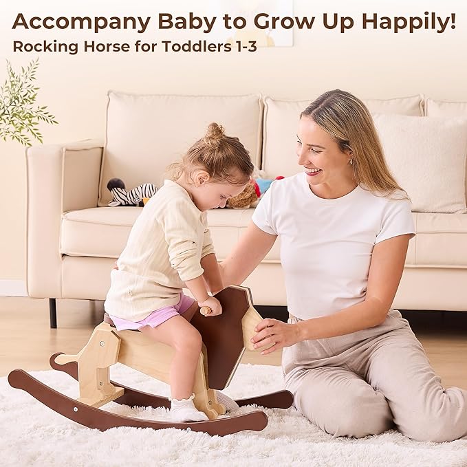 Belleur Rocking Horse for Kids 1-3 Years Old, Premium Wooden Rocking Toy for Toddlers for Indoor & Outdoor Activities, Baby Horse Riding Toy for Birthday & Visit Gifts
