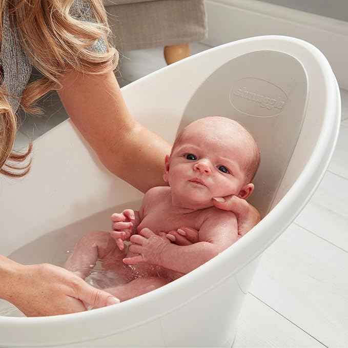Shnuggle Newborn Bath Essentials Bundle | Baby Bath with Support Bump and Soft Backrest & Rinse Jug | Safe, Gentle, and Stylish Bathtime Set for Babies & Toddlers | Taupe