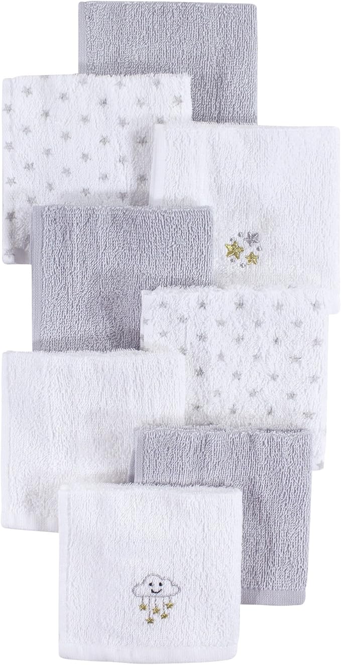 Hudson Baby Unisex Baby Super Soft Cotton Washcloths, Stars, One Size