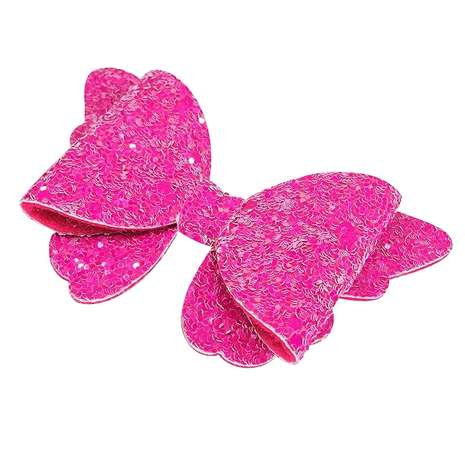 Yazon Baby Girls Glitter Bows Clips Sparkly Butterfly Bows Hair Clips for Toddler Kids Teens 8pcs