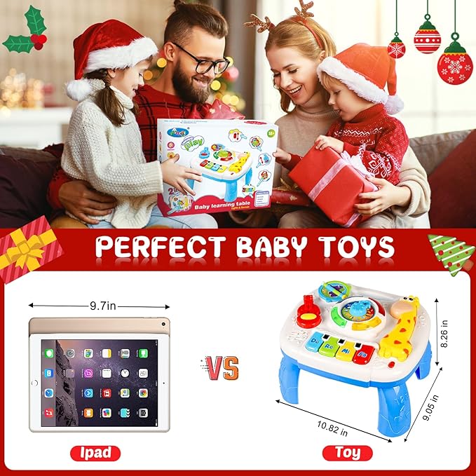 Baby Toys 6-12 Months, Musical Learning Table Toys for 1 2 3 Year Old Boys Girls Early Education Activity Center Toys for 7 8 9 10 18 Months Kids Toddler Valentines'Day Birthday Gifts