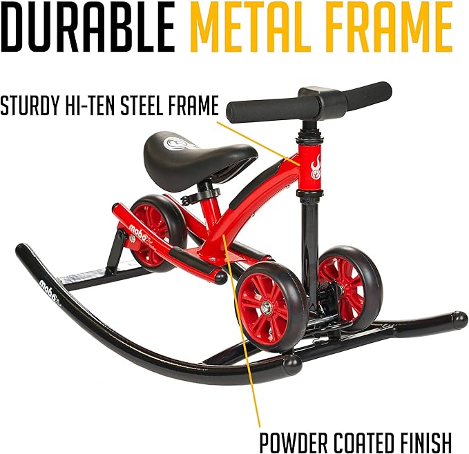 Mobo Cruiser Wobo Rocking Horse Ride On & Baby Balance Bike Red Fits inseams 12-20 inches