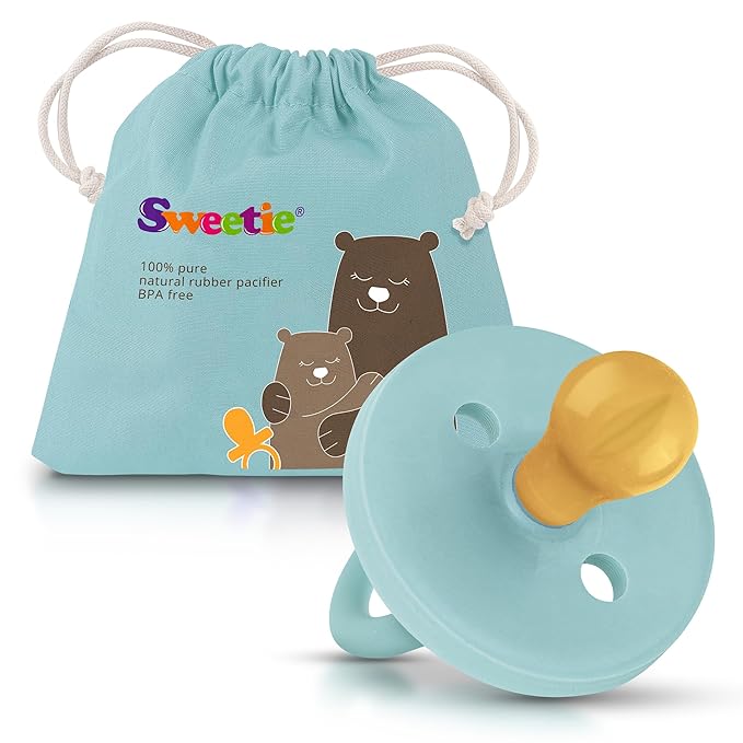 SWEETIE Rubber Pacifier Natural Rubber Pacifier Rounded (Turquoise, 6-12 Month)