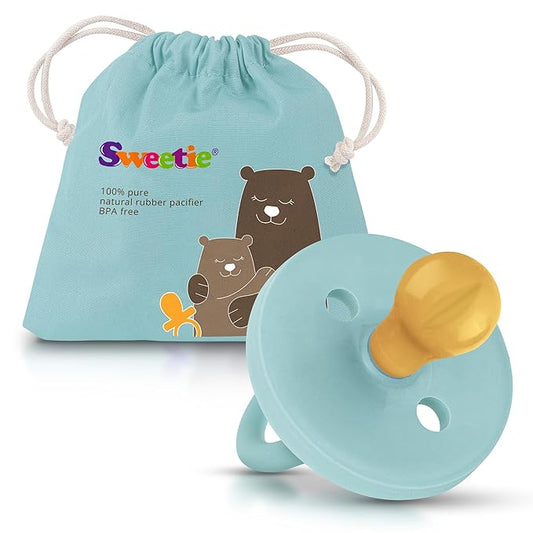 SWEETIE Rubber Pacifier Natural Rubber Pacifier Rounded (Turquoise, 6-12 Month)