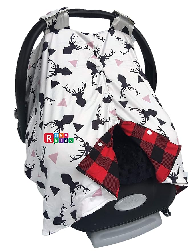 Rosy Kids Infant Carseat Reversible Canopy Cover 1pc Wind Proof Baby Car Seat Cover, Sunshade Cover, Fits Any Model, Color05AT01