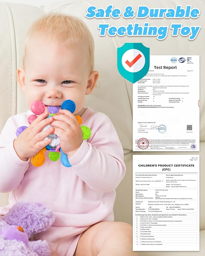 Baby Teething Toys for 0-6 6-12 Months Ages 0-2, Tummy Time Montessori Toys for Babies 0 3 6 9 12 18 Months, Newborn Infant Sensory Toys, Baby Gifts for Boys Girls