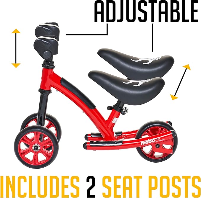 Mobo Cruiser Wobo Rocking Horse Ride On & Baby Balance Bike Red Fits inseams 12-20 inches