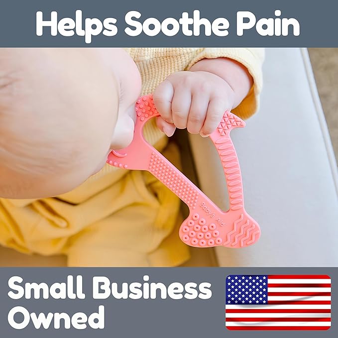 Silicone Baby Teether - Dolphin | 8 Teething Relief Textures, 100% Food-Grade, Easy to Hold & BPA Free Silicone Teethers for Babies, Baby Teething Toys, Soft Chew Toy for Babies Ages 3M+, Baby’s Aid