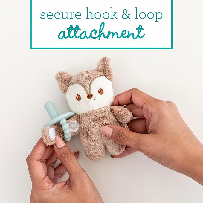 Infantino Snuggle & Soothe PaciPal - Soft Fabric Pacifier Pal with Premium Silicone Pacifier for Baby's Comfort and Self-Soothe, Deer