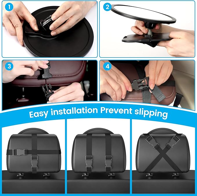 Baby Car Mirror for Rear Facing Carseat– 360° Adjustable, Shatterproof, Wide Angle View, Easy Installation, Fits Car, SUV & Truck, Lightweight Safe Design
