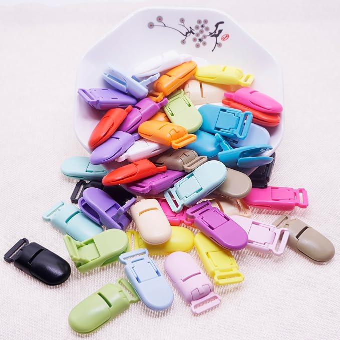 15Pcs Pacifier Clip Holder Plastic Baby Binky Clips for DIY Dummy Teether -Keep Pacifiers and Mittens Secure with Paci Clip Mix 15 Colors