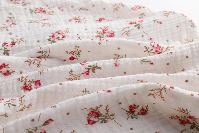 Onacosht Muslin Mini Crib Sheets, 39" x 27" Pack and Play Mattress Sheets Fitted for Pack N Play, Soft Cotton for Boys Girls, 2 Pack, Pink Blossom