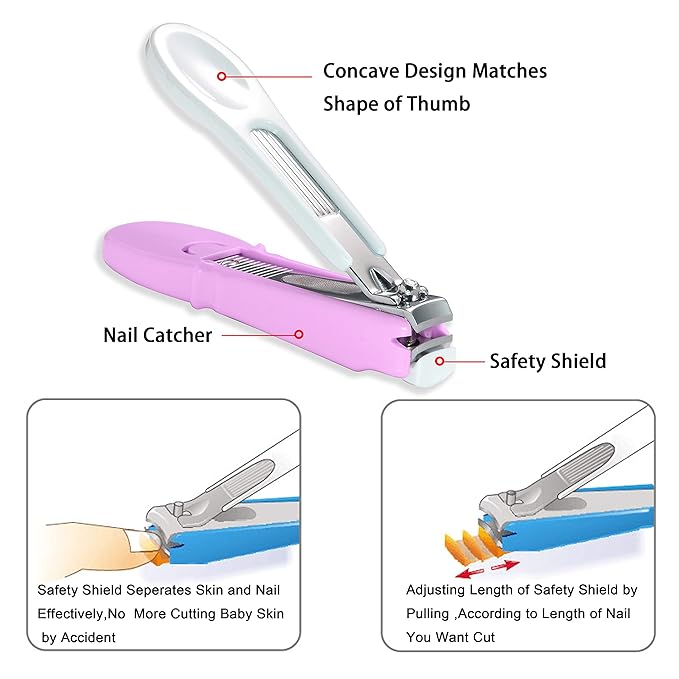 PAFASON Baby Safety Nail Clipper Cutter Trimmer with Nail Catcher and Baby Glass Nail File, Czech Float Glass, Stainless Steel Ideal for Young Children Infant, Newborns Toddlers