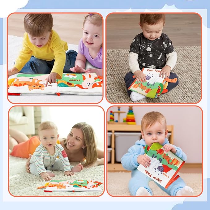 Baby Books 0-6 Months, Infant Tummy Time Toy 6-12 Months Touch Feel Book Travel Toy Gifts for Boys Girls 0-3 Months Baby Shower Birthday Easter Basket Stuffers