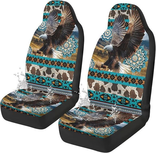 Aztec Eagle Car Seat Covers, Car Front Seat Cushion Auto Seat Cover Protector Automotive Interior Protection Fit Most Vehicle Cars Sedan Truck SUV Van, 2 Pack