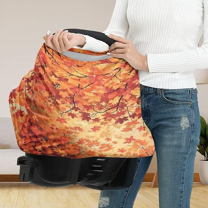 AFPANQZ Maples Stretchy Baby Car Seat Nursing Breastfeeding Cover Kit Super Breathable Multiuse Infant Carseat Canopy Stroller Cover Scarf for All Seasons Girl Boy Baby