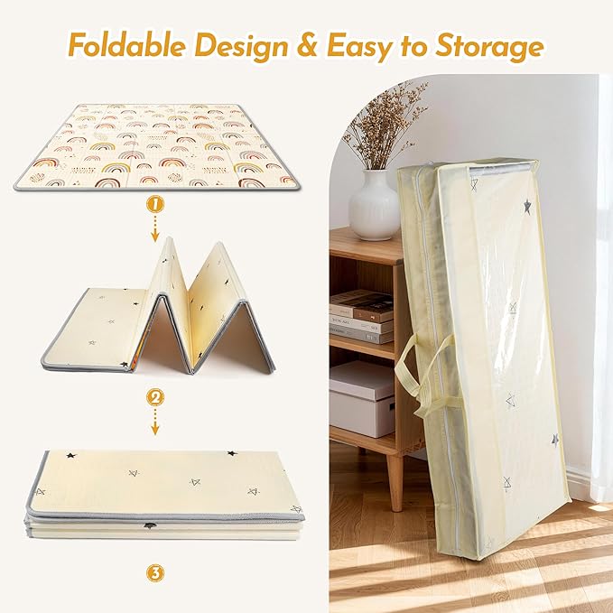 79x71 Baby Play Mat- Extra Large Playmats for Baby,Foldable Baby Foam Playmat for Floor,Thick Cushioning Padding Foam Playmat for Baby and Toddlers Infants, Baby Foam Playmat for Indoor or Outdoor Use