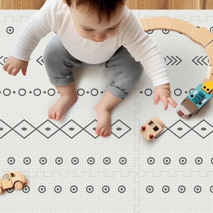 PIGLOG Foam Baby Play Mat, 72"x 48" Baby Crawling Mat for Kids for Babies with Interlocking Floor Tiles, Toddler Playmat for Indoor and Outdoor, Easy to Clean Playroom Floor Mats, Minimalist