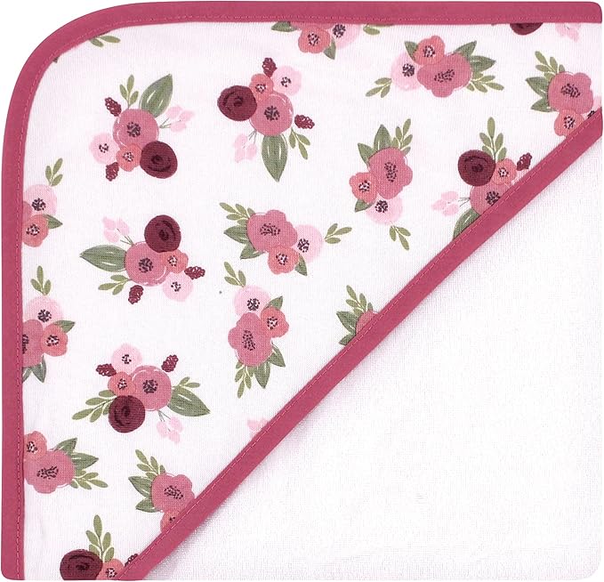 Hudson Baby Unisex Baby Cotton Rich Hooded Towels, Warm Floral, One Size