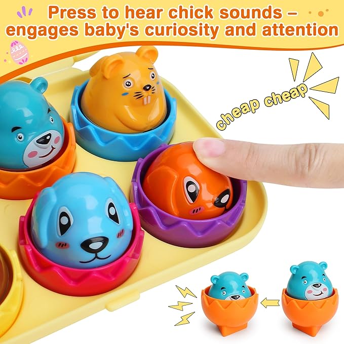 MOONTOY Matching Eggs Toy for Toddlers 1-3, Montessori Geometric Eggs Set, Easter Basket Stuffers for Toddlers, Educational Shape & Color Sorting Toys for 1 2 3 Year Old Girl Boy Baby