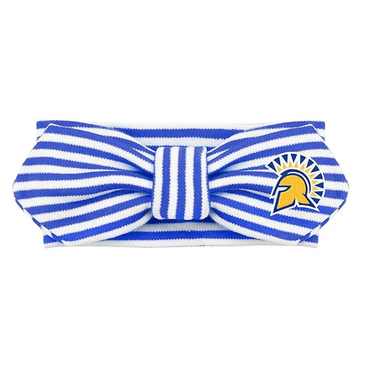 Creative Knitwear San Jose State Spartans Infant Girls Royal/White Striped Hair Knot Headband Embroidered Logo - Size Newborn - 4T