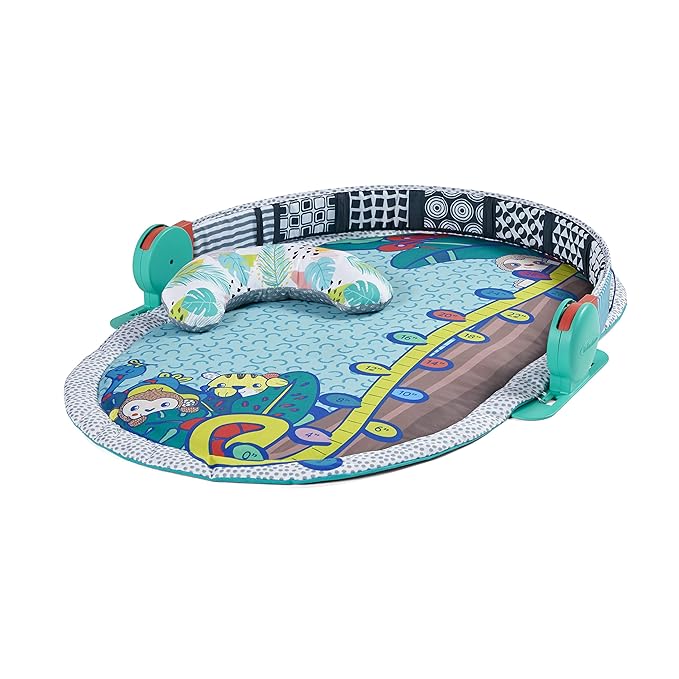 Infantino 3-in-1 Deluxe Magic Arch Sensory Development Gym - 3 Ways to Play with Dual-Sided Magical Arch for Captivating Overhead Visuals Plus Tummy-Time Bolster & Mat with Growth Chart, Teal