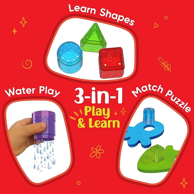 Imagimake Floating Bath Buddies |Leaps & Bounds Bath Toys for 6+ Months | Learning Toy for Newborn & Infant | 3-in-1 Play & Learn - Water Play, Color Matching & Shape Puzzle | Gift for Baby 6+ Months